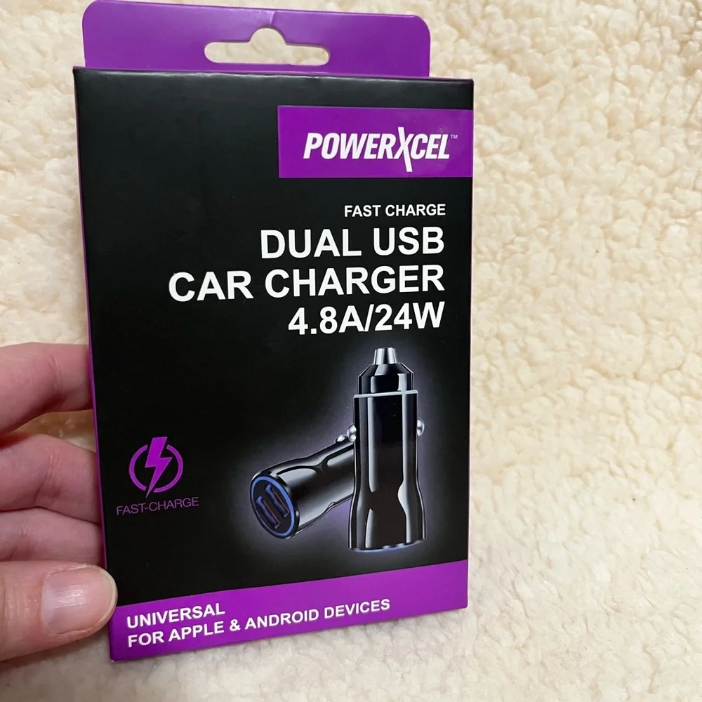 Fast-Charge Black Car Charger for Apple & Android Devices